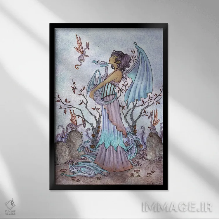 تابلو نگهبان اژدها اثر امی براون - نمای قابدار مشکی