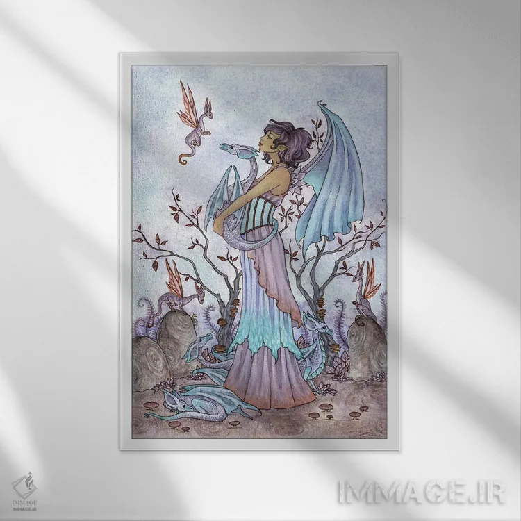 تابلو نگهبان اژدها اثر امی براون - نمای قابدار سفید