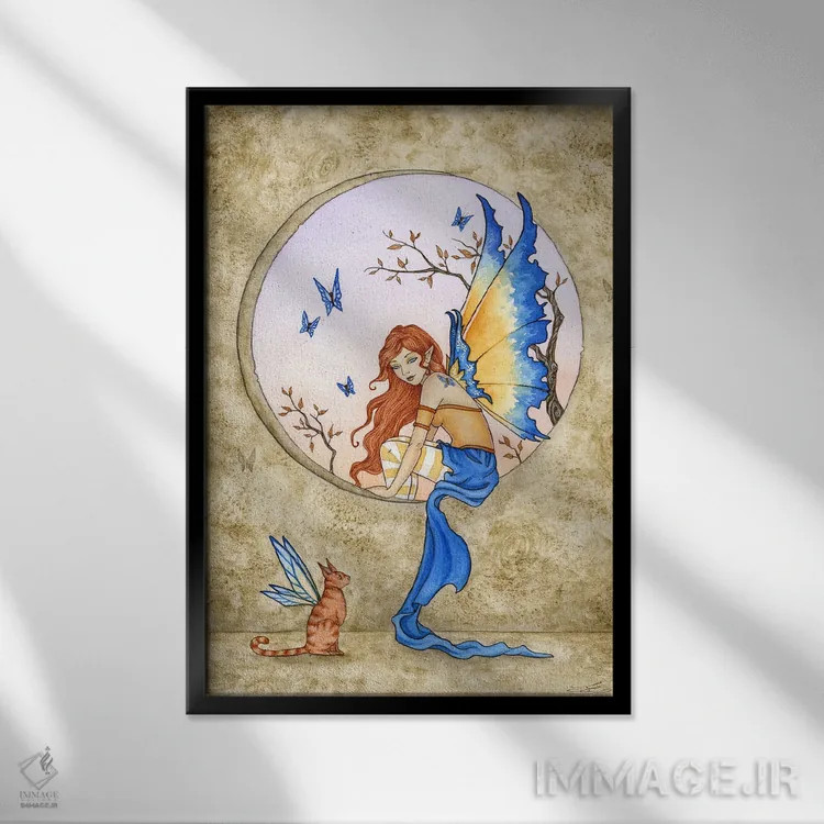 تابلو آبی اثر امی براون - نمای قابدار مشکی