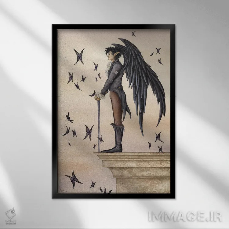 تابلو کلاغ سیاه (Rook) اثر امی براون - نمای قابدار مشکی