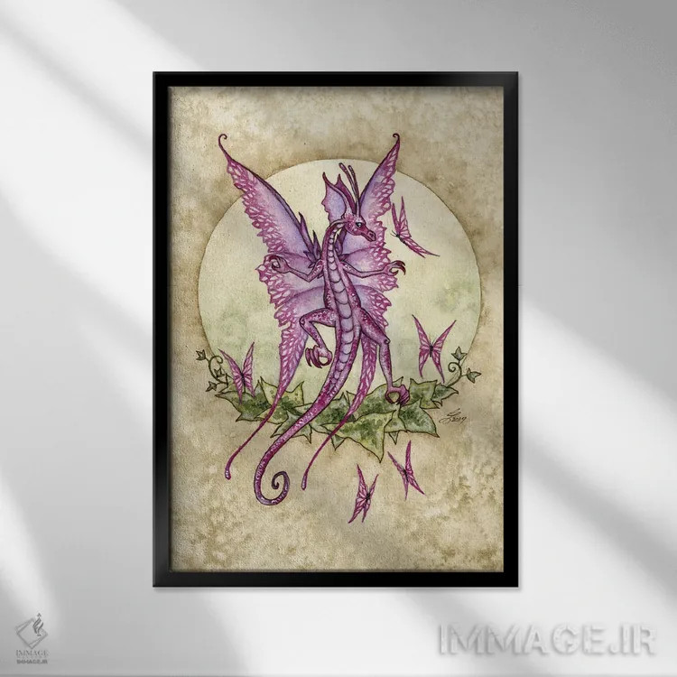 تابلو اژدهای رقصان اثر امی براون - نمای قابدار مشکی