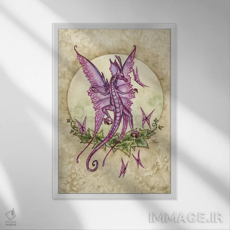 تابلو اژدهای رقصان اثر امی براون - نمای قابدار سفید