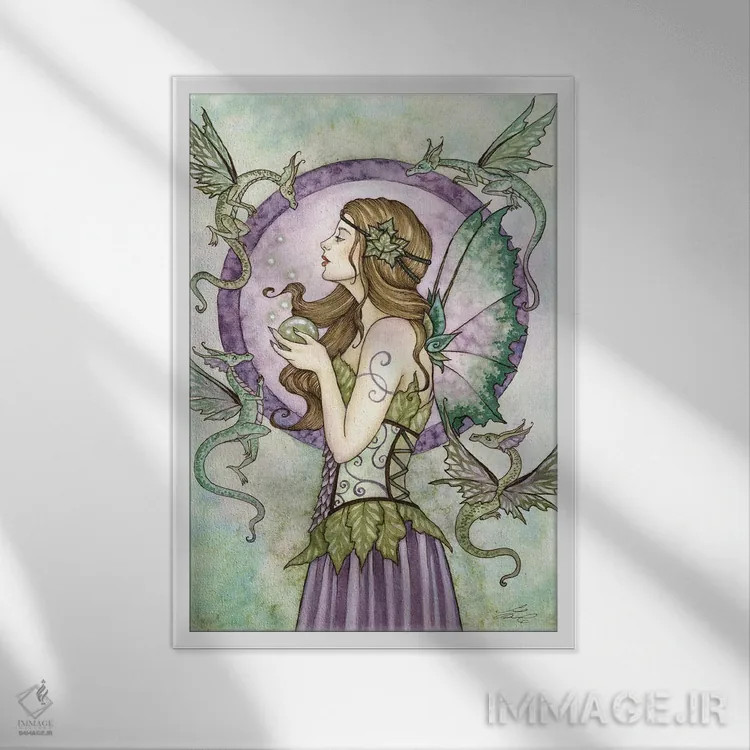 تابلو افسون اژدها اثر امی براون - نمای قابدار سفید