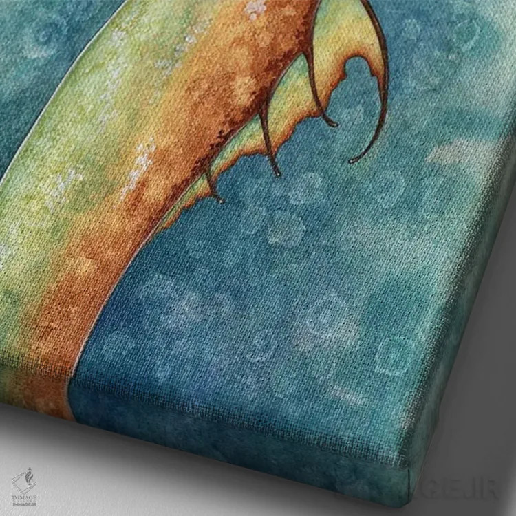 تابلو پری دریایی و هشتپا اثر امی براون - نمای نزدیک بافت بوم