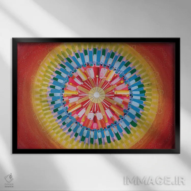 تابلو انرژی ماندالا اثر امی داینر - نمای قابدار مشکی