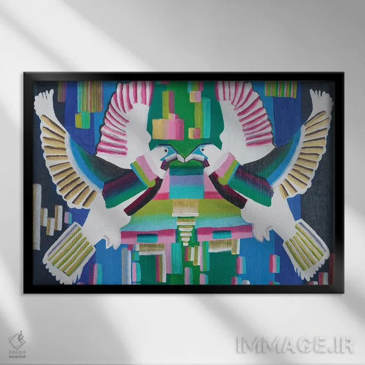 تابلو کبوترها اثر امی داینر - نمای قابدار مشکی