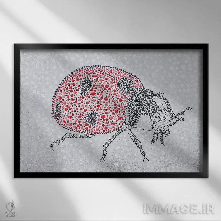 تابلو عشق کفشدوزکی اثر امی داینر - نمای قابدار مشکی