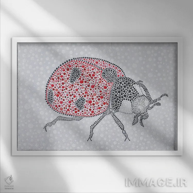 تابلو عشق کفشدوزکی اثر امی داینر - نمای قابدار سفید