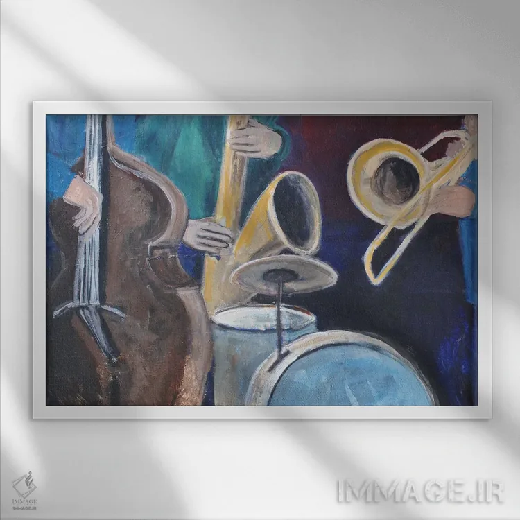 تابلو کوارتت (چهارنفری موسیقی) اثر الین استیونز - نمای قابدار سفید