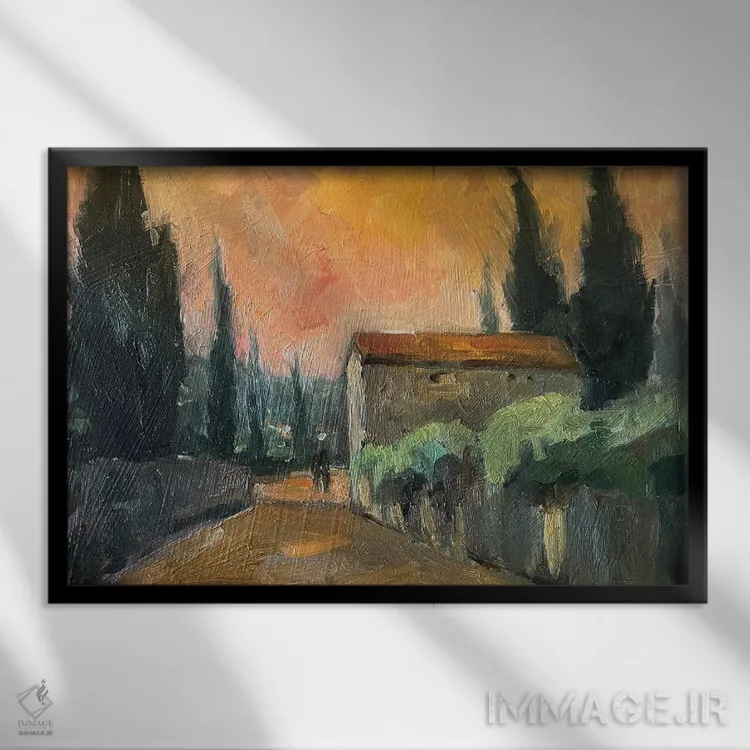 تابلو مزرعهٔ فرانسوی اثر الین استیونز - نمای قابدار مشکی