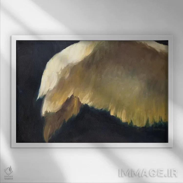 تابلو بالهای طلایی دو اثر الین استیونز - نمای قابدار سفید