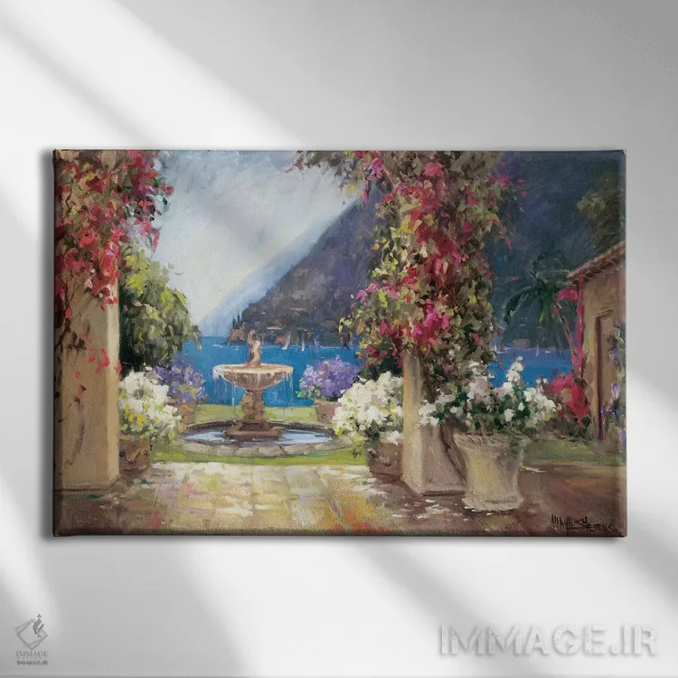 تابلو فوارهٔ ساحلی اثر الین استیونز - نمای روبهرو روی دیوار