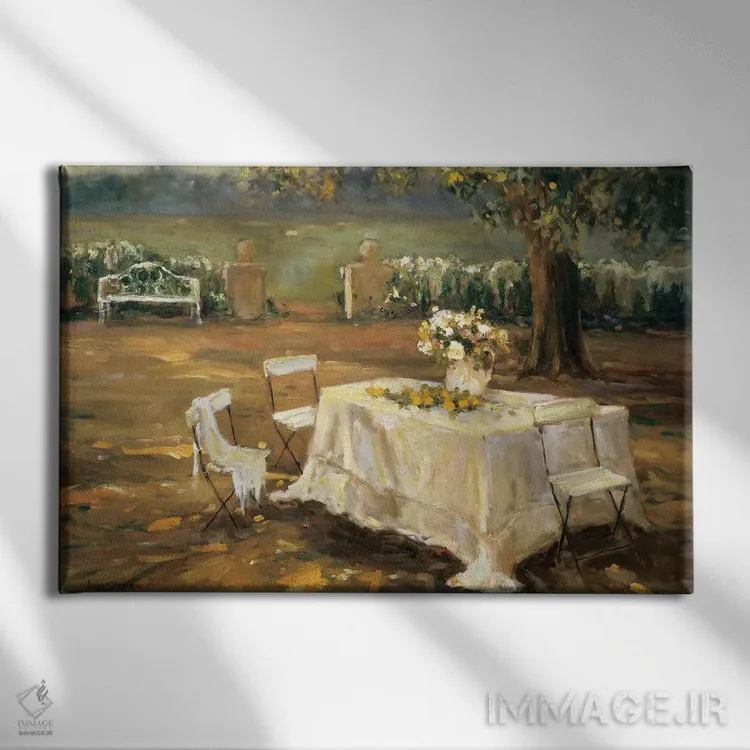 تابلو چمنزار غروب اثر الین استیونز - نمای روبهرو روی دیوار