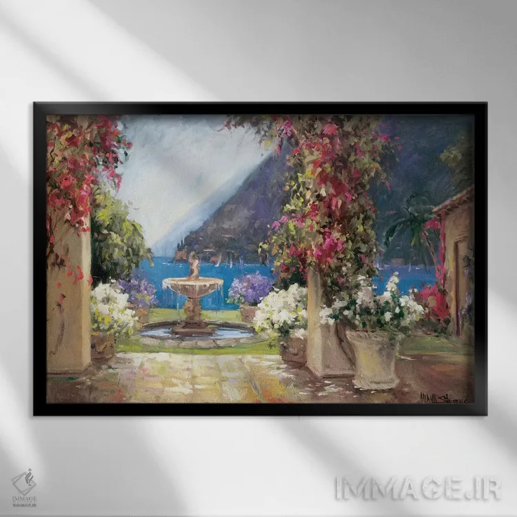 تابلو فوارهٔ ساحلی اثر الین استیونز - نمای قابدار مشکی