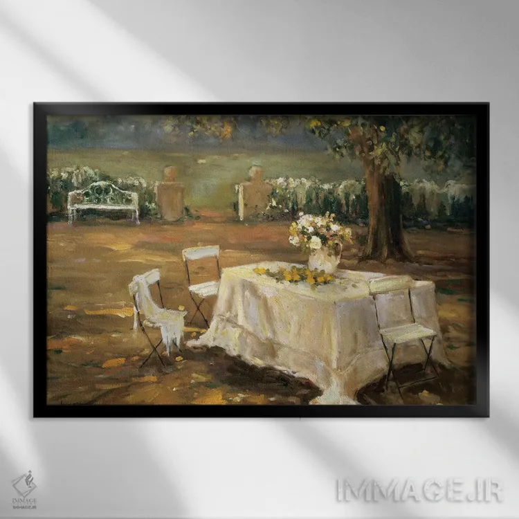 تابلو چمنزار غروب اثر الین استیونز - نمای قابدار مشکی