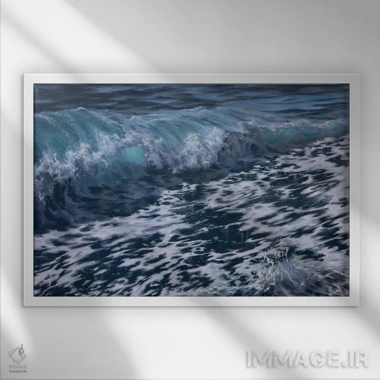 تابلو شکاف فیروزهای اثر آلسیا یرمیوا - نمای قابدار سفید