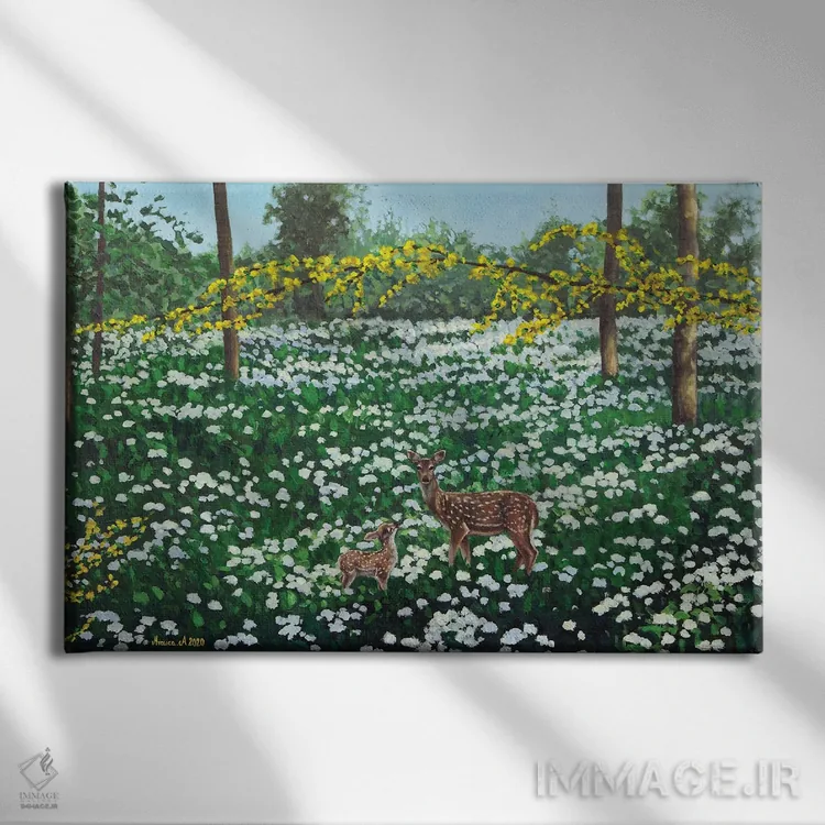 تابلو چمنزار جنگلی اثر اگنیشکا تورک - نمای روبهرو روی دیوار