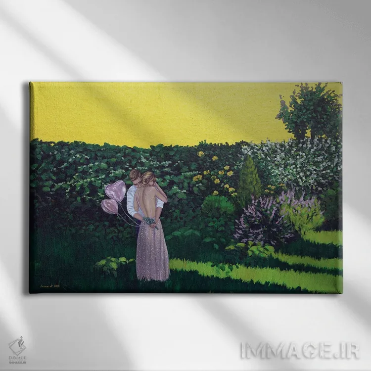 تابلو عشق گرمترین رنگ است اثر اگنیشکا تورک - نمای روبهرو روی دیوار