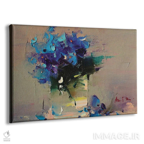 تابلو گلهای آبی اثر عزیز سلیماناف - نمای پرسپکتیو محصول