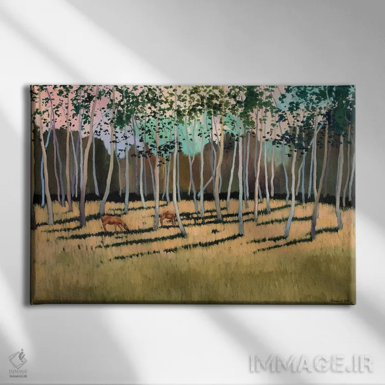 تابلو در جنگل رنگارنگ اثر اگنیشکا تورک - نمای روبهرو روی دیوار