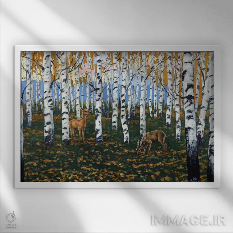 تابلو پاییز به شیرینی پشمک اثر اگنیشکا تورک - نمای قابدار سفید