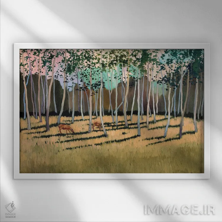 تابلو در جنگل رنگارنگ اثر اگنیشکا تورک - نمای قابدار سفید