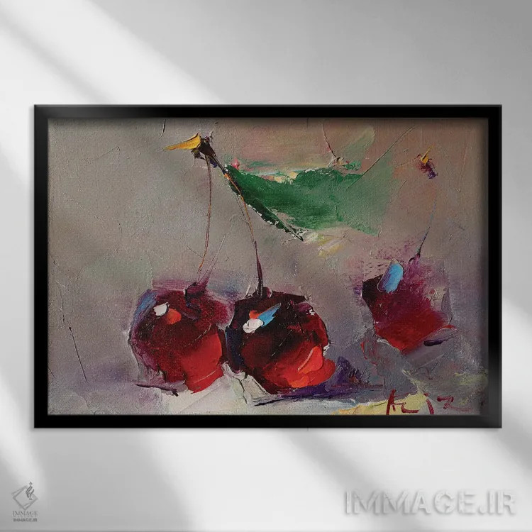 تابلو گیلاسهای شیرین اثر عزیز سلیماناف - نمای قابدار مشکی