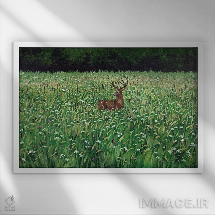 تابلو چمنزار بیسچادی (کوهستان لهستان) اثر اگنیشکا تورک - نمای قابدار سفید