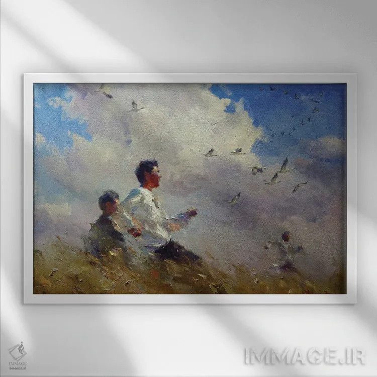 تابلو رویای پرواز اثر عزیز سلیماناف - نمای قابدار سفید