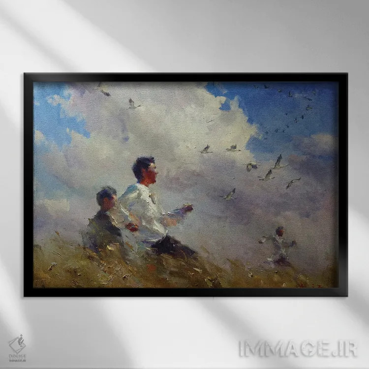 تابلو رویای پرواز اثر عزیز سلیماناف - نمای قابدار مشکی