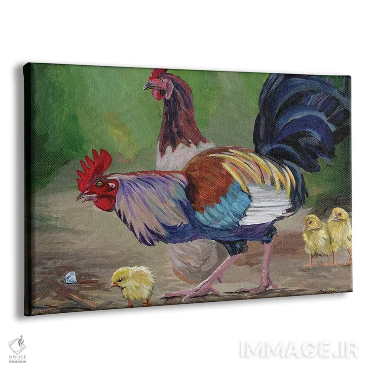 تابلو خروس و جواهر اثر آماندا زیرزو - نمای پرسپکتیو محصول