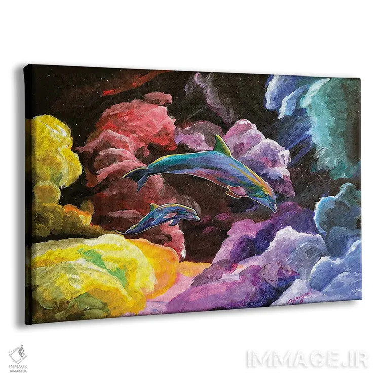 تابلو رویای دلفین اثر آماندا زیرزو - نمای پرسپکتیو محصول
