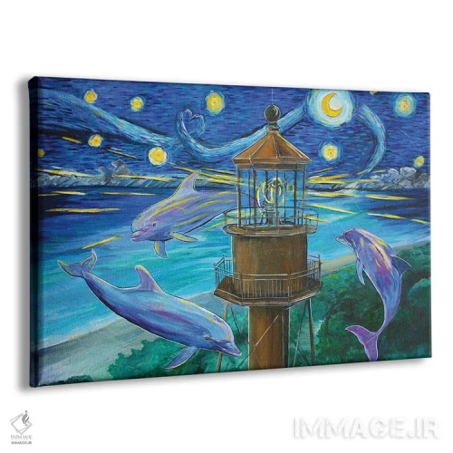 تابلو دلفینها جذب نور سانبل اثر آماندا زیرزو - نمای پرسپکتیو محصول