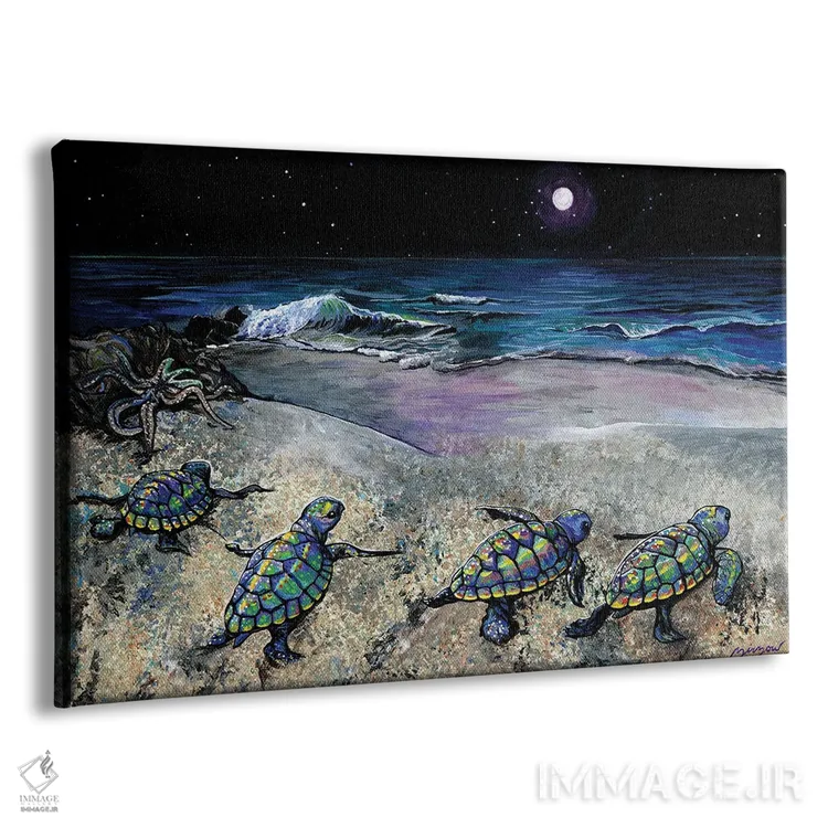 تابلو افقهای جدید (بچه لاکپشتهای دریایی) اثر آماندا زیرزو - نمای پرسپکتیو محصول