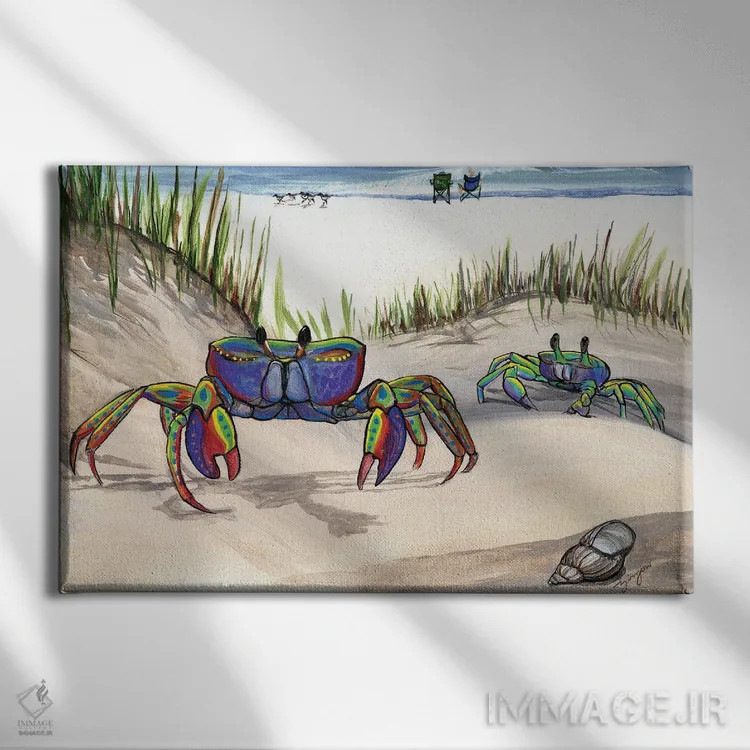 تابلو دو خرچنگ (خرچنگ جوان و مادرش) اثر آماندا زیرزو - نمای روبهرو روی دیوار