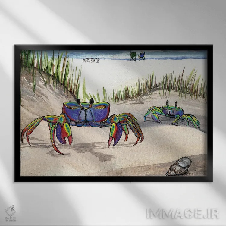 تابلو دو خرچنگ (خرچنگ جوان و مادرش) اثر آماندا زیرزو - نمای قابدار مشکی