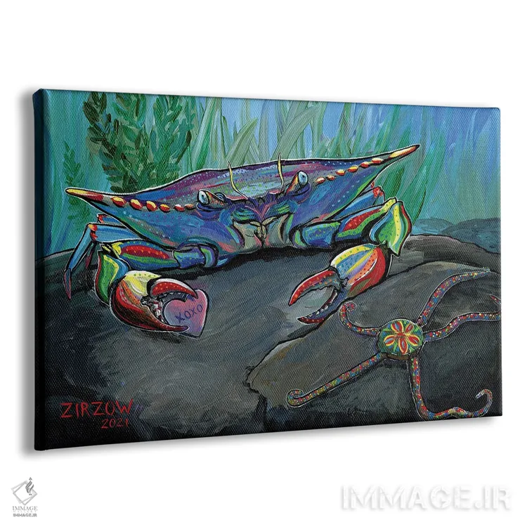 تابلو خرچنگ XOXO (بغل و بوسه) اثر آماندا زیرزو - نمای پرسپکتیو محصول