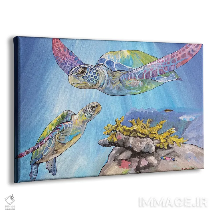 تابلو لاکپشت دریایی جوان و مادرش اثر آماندا زیرزو - نمای پرسپکتیو محصول