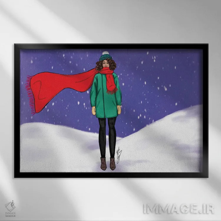 تابلو بگذار برف ببارد اثر بروک اشلی - نمای قابدار مشکی