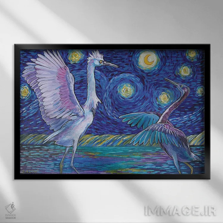 تابلو رقص با ستارگان اثر آماندا زیرزو - نمای قابدار مشکی