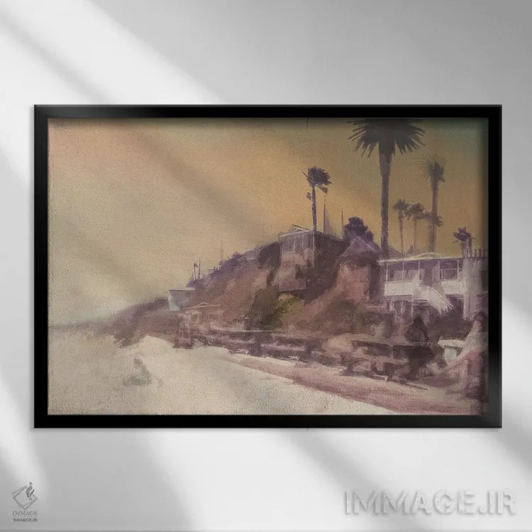 تابلو دختر در ساحل اثر نوا بی - نمای قابدار مشکی