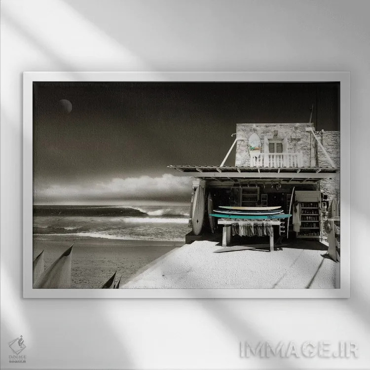 تابلو موجسواری شروع شد اثر نوا بی - نمای قابدار سفید