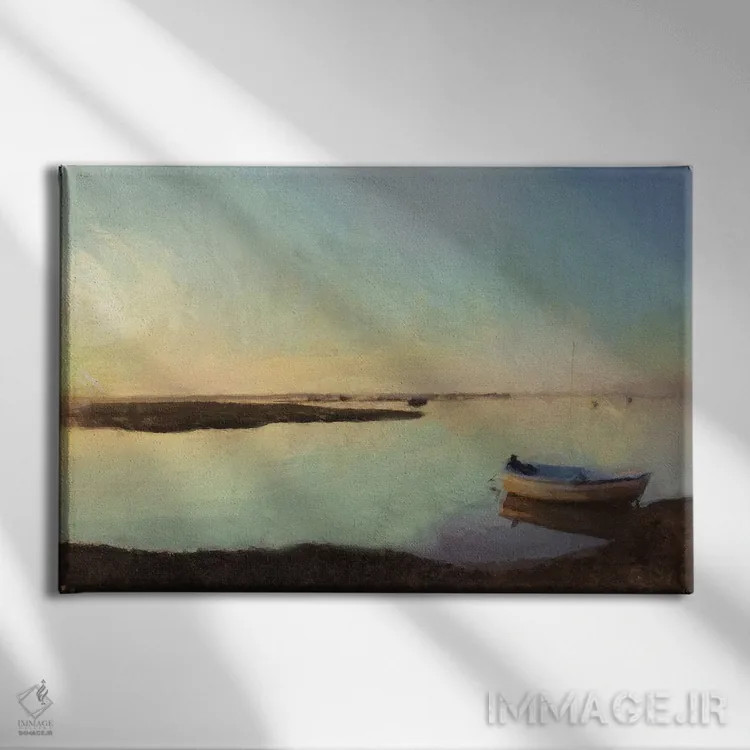 تابلو ساحل سنگریزهای اثر نوا بی - نمای روبهرو روی دیوار