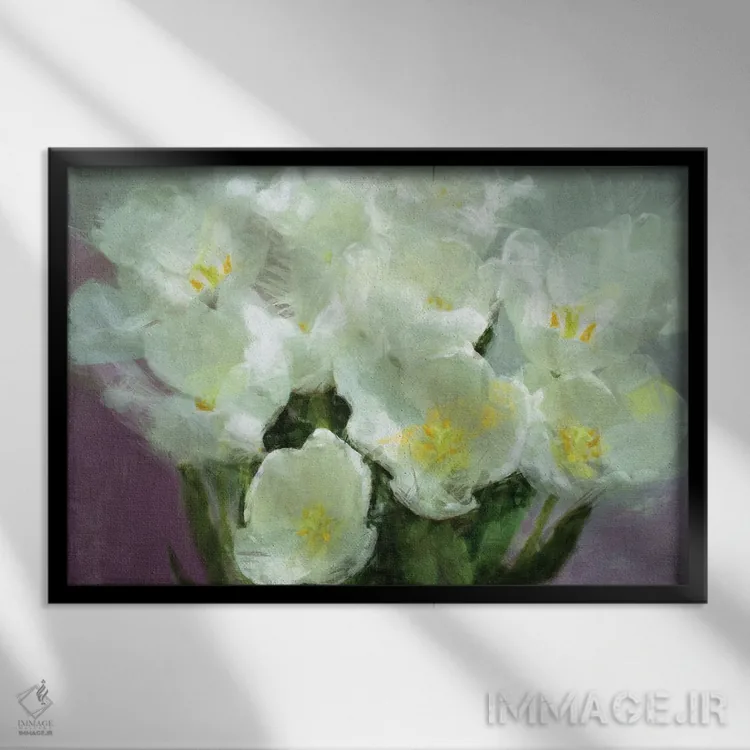تابلو لالههای آفتابخورده اثر نوا بی - نمای قابدار مشکی