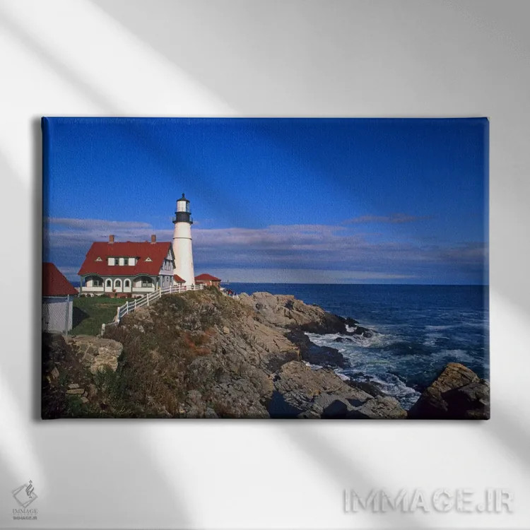 تابلو فانوس دریایی پورتلند هد I، کیپ الیزابت، کامبرلند کانتی، مِین، آمریکا اثر بیل باخمن - نمای روبهرو روی دیوار