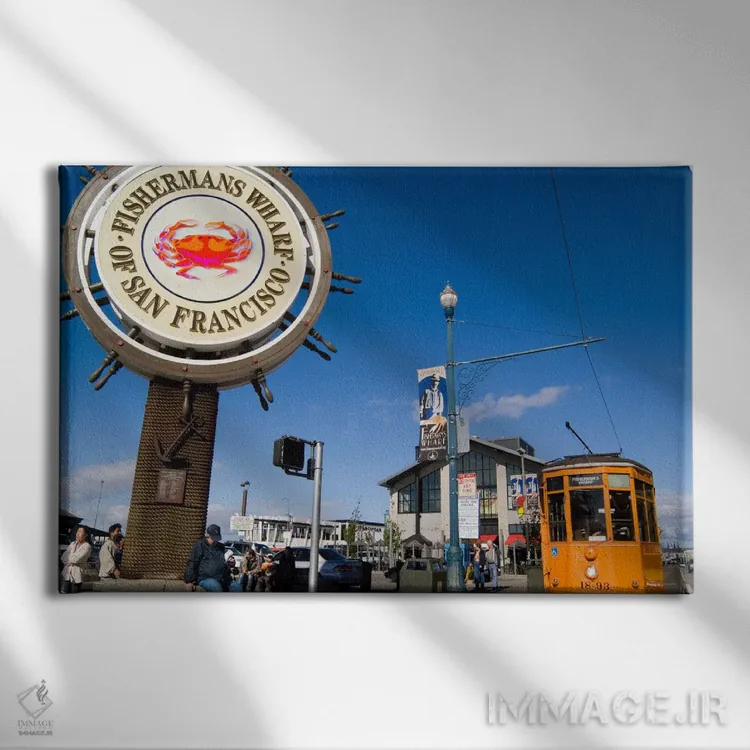 تابلو اسکله ماهیگیران، سانفرانسیسکو، کالیفرنیا، آمریکا اثر بیل باخمن - نمای روبهرو روی دیوار