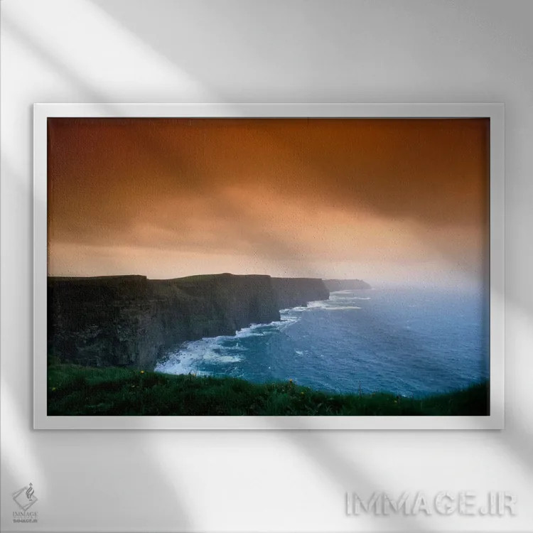 تابلو صخرههای موهر، شهرستان کلر، استان مانستر، جمهوری ایرلند اثر برنت برگهرم - نمای قابدار سفید