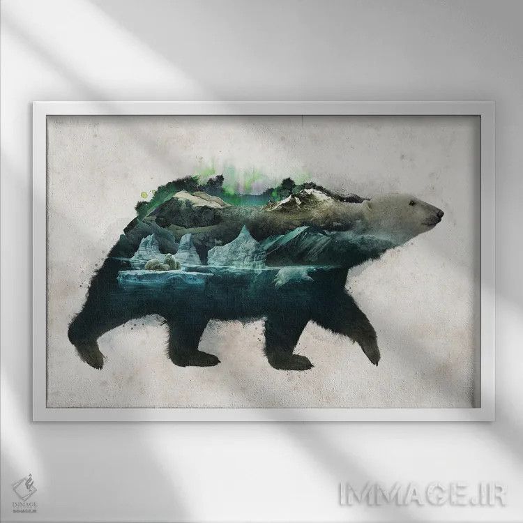 تابلو خرس قطبی اثر برت بیگرز - نمای قابدار سفید