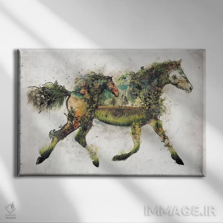 تابلو اسب فراواقعی اثر برت بیگرز - نمای روبهرو روی دیوار