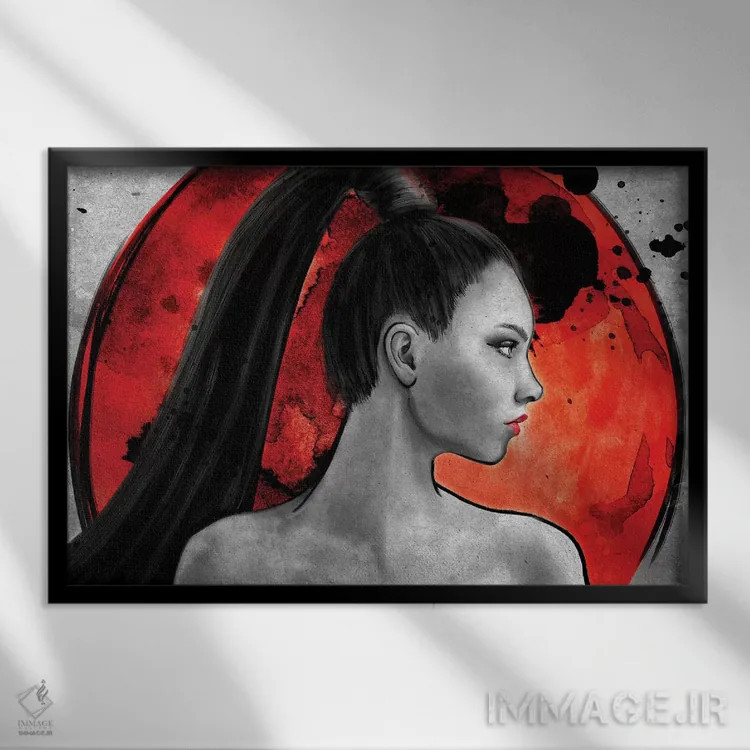 تابلو جنگجوی سرخ اثر برت بیگرز - نمای قابدار مشکی